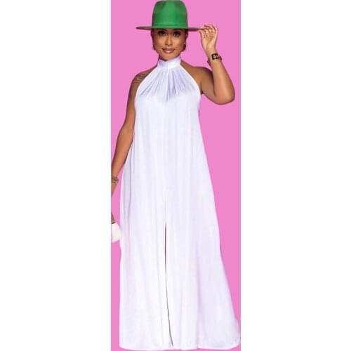 Loose Casual Rompers Womens Jumpsuit Wide Leg Pants Elegant Halter Sleeveless Office Lady Club Overalls for Women Monos Mujer