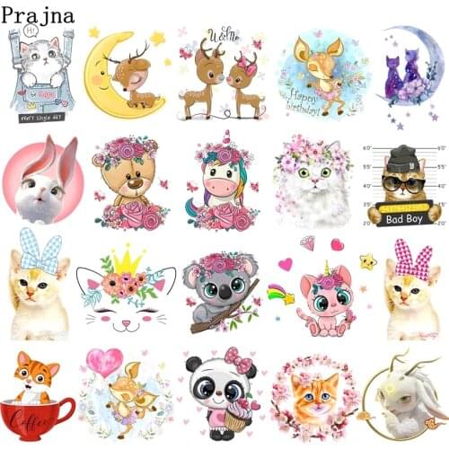 Cartoon Animal Iron-on Transfers For Clothing Dress Applique Unicorn Cat Heat Transfer Patches on Kids Clothes Thermal Stickers