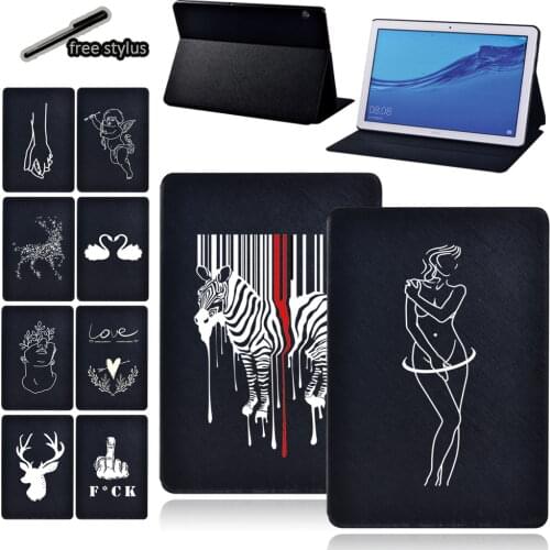 For Huawei MediaPad T5 10 10.1 Inch/M5 Lite/M5 10.8 Inc/T3 10 9.6 /T3 8.0 Inch Tablet Case Protective Shell + Free Stylus