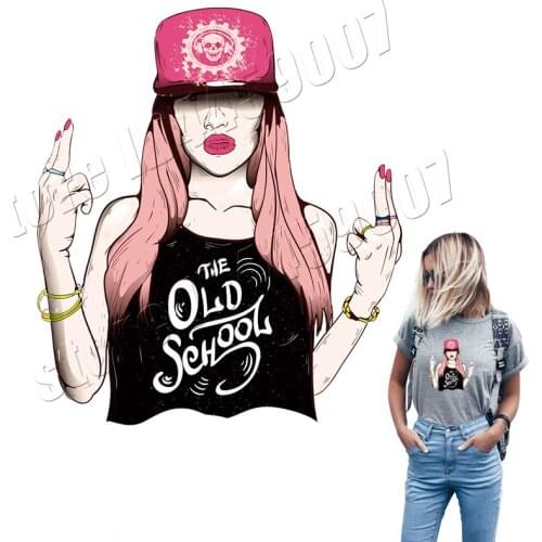 Hiphop Female Patch Iron-On Transfers DIY Accessory Decoration Heat Transfer Badges Patches For T-Shirt Dresses