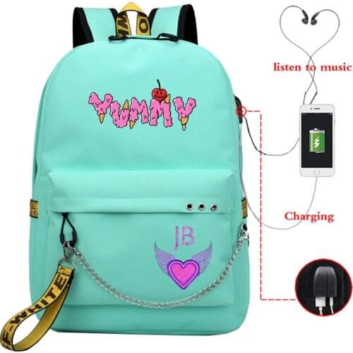 Female Backpacks Shoulder Bag Vintage Fashion Design Women Backpack Rucksack with Usb Charging justin Bieber Yummy Bookbag