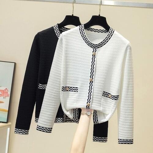 Hollow Out O Neck Sweater Women Autumn 2021 Casual Female Long Sleeve Tops Fashion Button Striped Knit Pullover Sueter Feminino