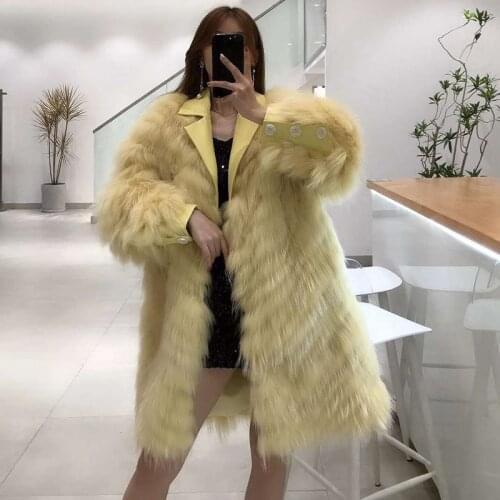 Women Winter Coat 2021 New Long Style Clothes Casual Natural Real Raccoon Dog Fur Strip Sewed Toghter Thick Warm + FN0056