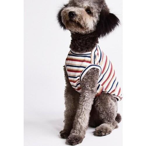 Pet Vest Skin-friendly Elastic Sleeveless Dog Striped Shirt for Summer одежда для собак