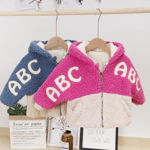 Winter Childrens Clothing Boys Girls Baby Infant Childrens Long-Sleeved Jacket Fashion Baby Letters Hooded Korean Jacket
