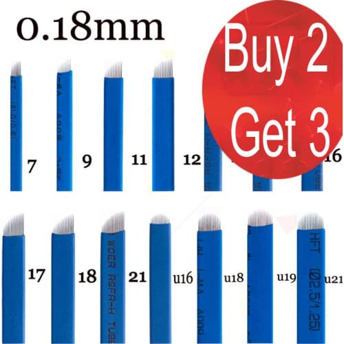0.18mm Laminas Agulhas Tebori Microblading needles Permanent Makeup Tattoo Needle 7 9 12 14 17 21 Blades for Eyebrow Manual Pen