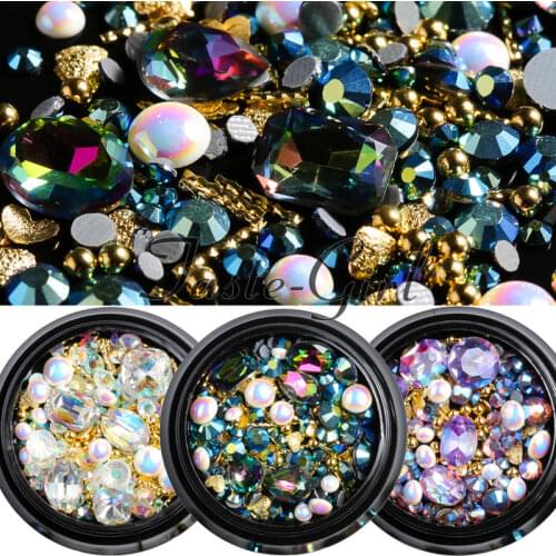 1 jar Nail Art Rhinestones Glitter Mixed Pearl Caviar Micro Beads metal heart 3D Jewelry Charms Nail Art Decoration accessories