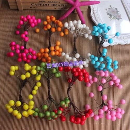 200PCS(400 berries),10MM Double Tips Artificial Foam Pip Berry,Mini Simulation Fruit Vegetables,Diy Craft Decoration Accessories