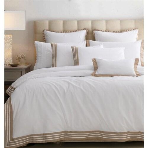 White 100% cotton 4pcs Soft Bed sheet set Queen King Luxury Hotel Bedding sets Solid Duvet Cover Set Pillowcases Bed set