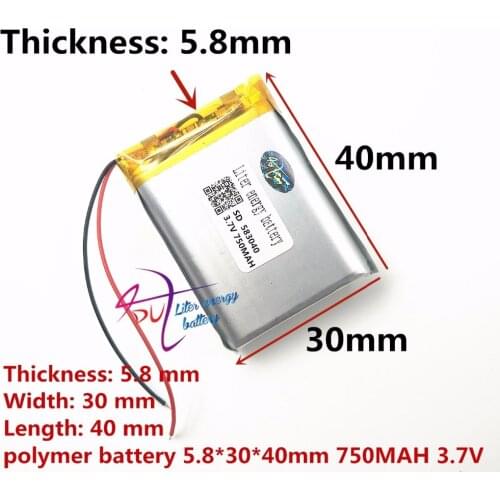 583040 3.7V 603040 750mAh lithium-ion polymer battery quality goods quality of CE FCC ROHS certification authority