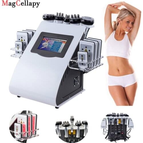 6 in 1 40k Ultrasonic liposuction Cavitation 8 Pads LLLT Cavi Lipo Laser Slimming Machine Vacuum RF Skin Care Salon Spa Home Use