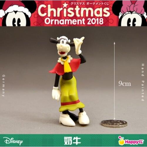 9cm 2018 Disney Christmas gift Mickey wonderful house Cow bell set a doll cake decoration collection set
