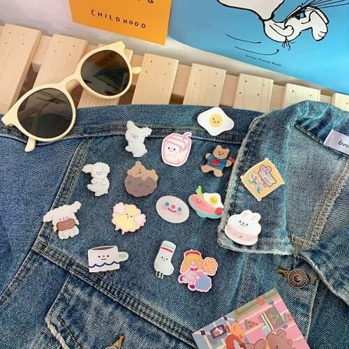 1PCS Cartoon Badge Funny Animal Dogs Bear Icon Acrylic Brooch Decoration On Clothes Backpack For Kids Women DIY Accessories