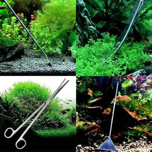 Fish Tank Live Plants Grass Tweezers Scissors Curve & Straight Tweezers Curved Scissors Tool Aquarium Maintenance Cleaning Tools