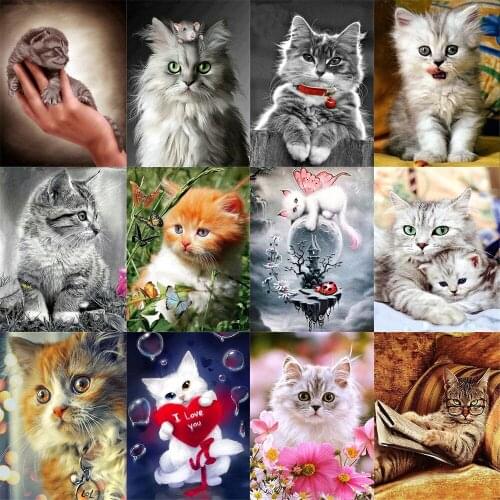 Diamond Painting Cat Full Round Diamond Embroidery Animals Picture Of Rhinestone Cross Stitch Diamond Mosaic Handwork