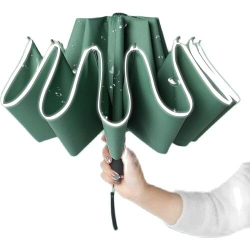 Automatic Folding Reverse Umbrellas for Men Women Travel Rain Umbrellas Windproof Business 10Rib Parapluie Inverted Sun Umbrella