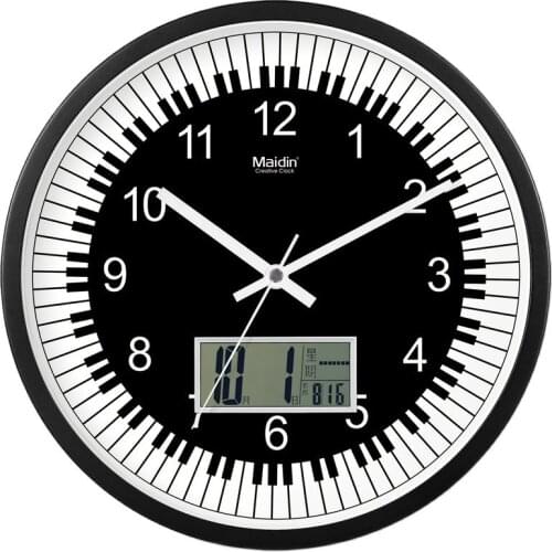 Silent Led Wall Clock Modern Art Music Piano Classroom School Decorative Watch Calendar Temperature Reloj Cocina Decor SC315