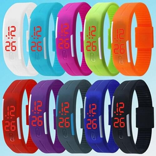 Men Women Fashion Silicone Red LED Sports Bracelet Touch Digital Wrist Watch