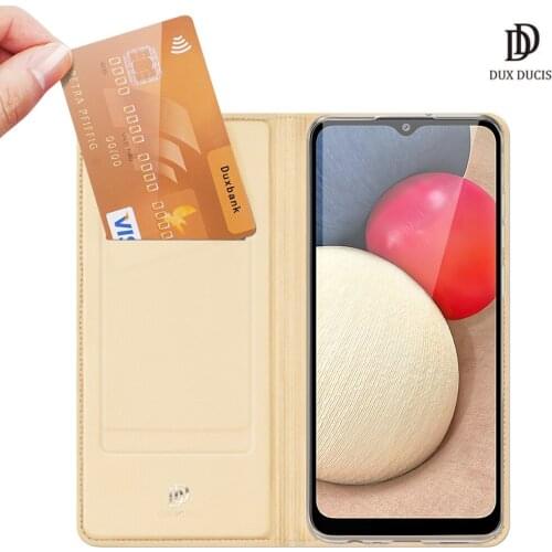 For Samsung Galaxy A02s Case DUX DUCIS Skin Pro Series Flip Cover Luxury Leather Wallet Case Full Good Protection Steady Stand