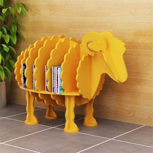 Wooden Creative Sheep Bookshelf Wood Plastic Board Animal Sculpture Shelf Floor Decoration Ornaments Shelves Home Accessorie