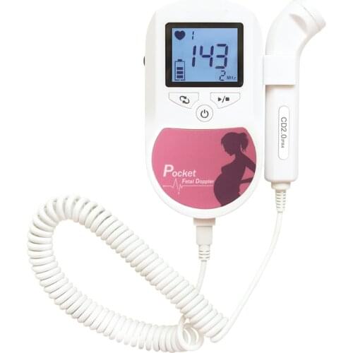 Contec Baby Sound C Pocket Fetal Doppler Color Prenatal Heart Monitor Baby Sound Heart Rate+Gel Waveform