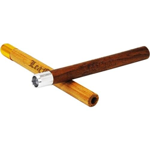 LEAFMAN Natrual Wood Tobacco One Hitter Pipe Bat With Metal Bowl 80MM Handmade Wooden Cigarette Dugout Pipes Accessories