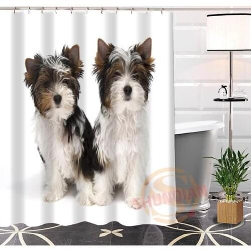 Hot Sale Modern Fashion Custom Yorkshire Terrier@1 Fabric 100% Polyester Shower Curtain bathroom Waterproof H0223-108
