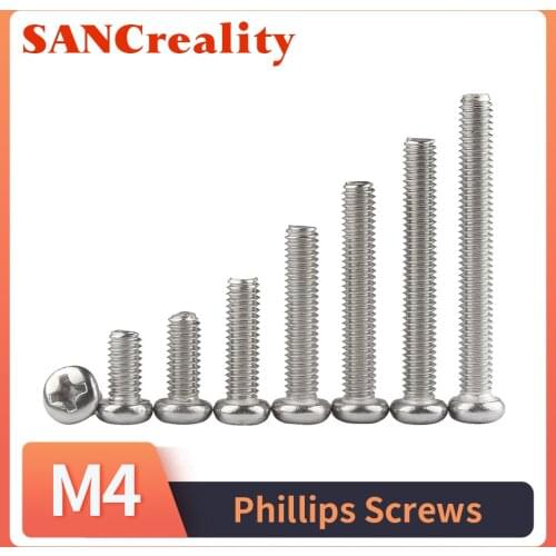 M1 M1.2 M1.4 M1.6 M2 M2.5 M3 M4 DIN7985 GB818 304 Stainless Steel Cross Recessed Pan Head Screws Phillips Screws