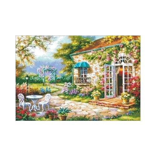 Huajian Garden Needlework,For Embroidery,DIY 14CT Unprinted Arts Cross stitch kits Set Cross-Stitching Home Decor