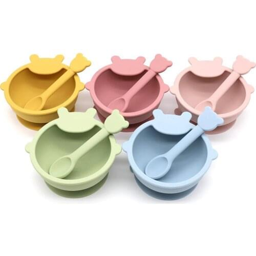 Silicone Baby Feeding Bowl Set Non-Slip Suction Bowl Waterproof BPA-Free Portable Tableware Set Safe Baby Dishes