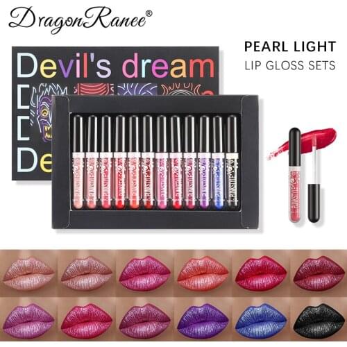 12Pcs Liquid Lipstick Set Halloween Makeup Diamond Symphony Lip Gloss Long Lasting Moisturizing Lip Glaze Glitter Cosmetic TSLM1