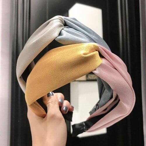 Top Fashion Women Hairband Colors Adult Solid Hair Hoops For Girl Cross Headband Wide Side Hair Ties Accessories Sale