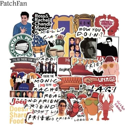 Patchfan 34pcs Friends tv show fans Pvc waterproof stickers decals for DIY Laptop Skateboard Home wall sticker badges A1666