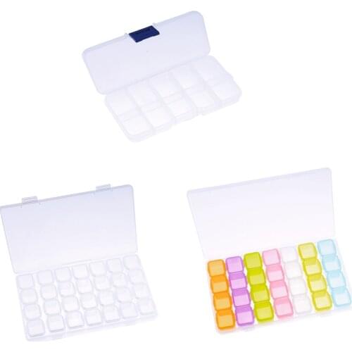 10/28 Slots Transparent Nail Art Storage Box Plastic Holder For Jewelry Rings Earring Rhinestone Diamond Painting Receiving Box