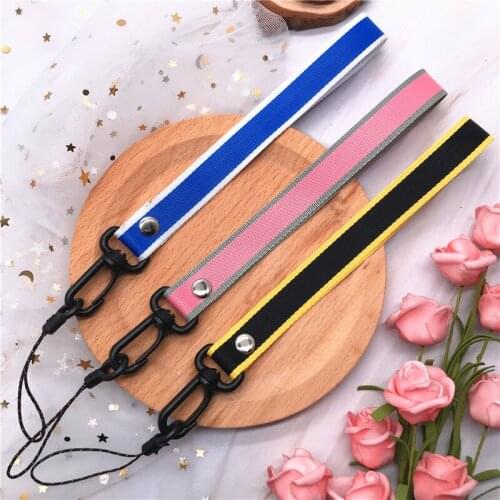 Contrast high quality Lanyard Wrist Strap for id card Holders with black Lanyards For Phone USB Flash Drives keycord keychain