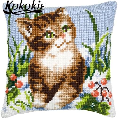 Handicraft Embroider Needlework kits cartoon cat Cross-Stitching fabric cushion Cross stitch kits For Embroidery yarn pillowcase