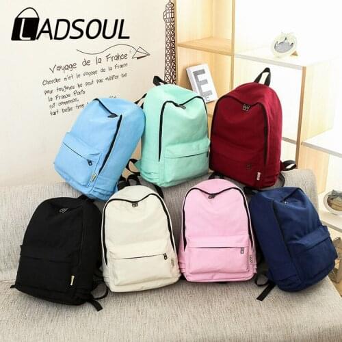 LADSOUL New Women Backpack Solid Color Bag For Women Casual Shoulder Bag Teenage Girl School Bag Bagpack Rucksack Knapsack