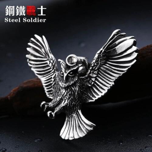 Steel soldier drop shipping wholesale owl pendant necklace for men stainless steel arrival style jewelry