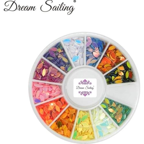 12 Color DIY Olivary Oval Horse Eye Ultrathin Dazzling Sparkling Holo Nail Paillette Sequins Decoration Nail Glitter Diamond 3D