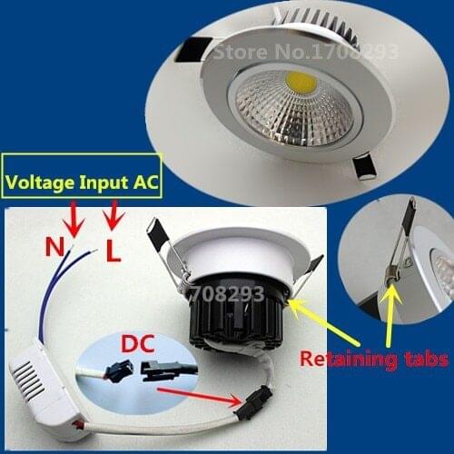 Dimmable 3W 5W COB LED Downlight Recessed Ceiling,Adjustable angle Shell color can be combined : white