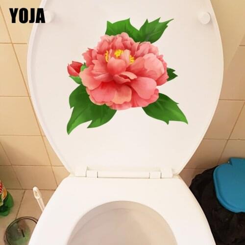 YOJA 21*20.5CM Beautiful Pink Peony Watercolor Bedroom Wall Sticker Home Bathroom Toilet Decor T1-1126