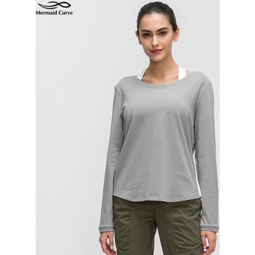 Yoga shirt Long Sleeve women t-shirt Open Back Provides Ventilation Loose Fit Running T-shirt Cotton soft Gym sportswear Fitness