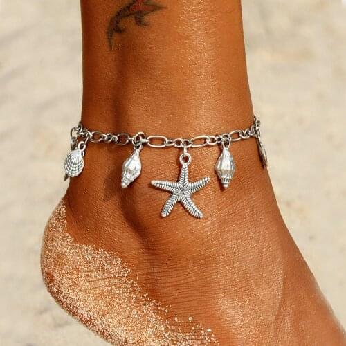 Vintage Starfish Pendant Anklets For Women Bohemian Shell Anklet Bracelets On The Leg Summer Beach Foot Chain Jewelry