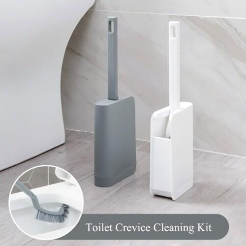 1 Set Durable PA+PP Toilet Crack Brush With Base Cleaning Toilet Brush Holders For Bathroom Wall Mounted Toilet Cleaning Brush