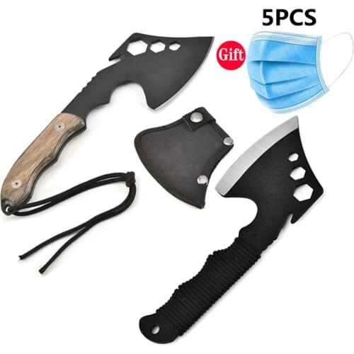 1PC King Sea Scorpion Axe Black Fixed Blade Rope Handle Nylon Sheath Ax Hunting Tomahawk Outdoor Survival Tool Camping Hatchet