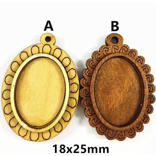 10pcs 18x25mm 25x35mm Ellipse cabochon burlywood Black wood base settings blank wooden trays for DIY Necklace Keychain making