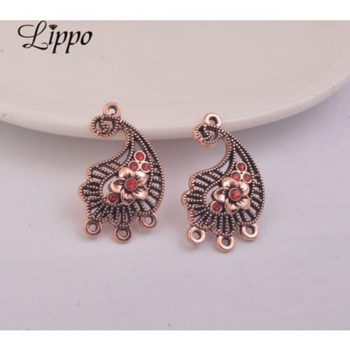 12pcs 20*35mm 3 Hole Earring Connector Champagne Gold Jelwery Charm Metal Alloy Connectors