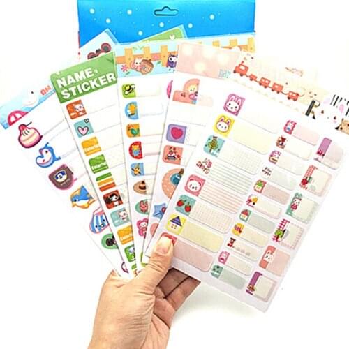 Cartoon Waterproof Name Stickers Children Classic Toys Kids Stickers Christmas Gift 2 Sheets
