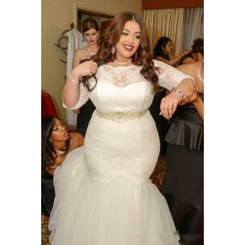 2020 7-point sleeve Lace Wedding dress New Lace Mermaid wedding dress