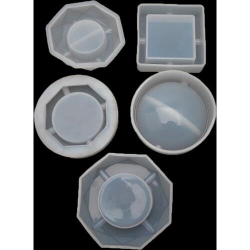 5 Shapes Ashtray Resin Silicone Mold Square Heart Round Rhombus Shape Ashtray Resin Casting Molds Kit Resin Ashtray Mold J60E